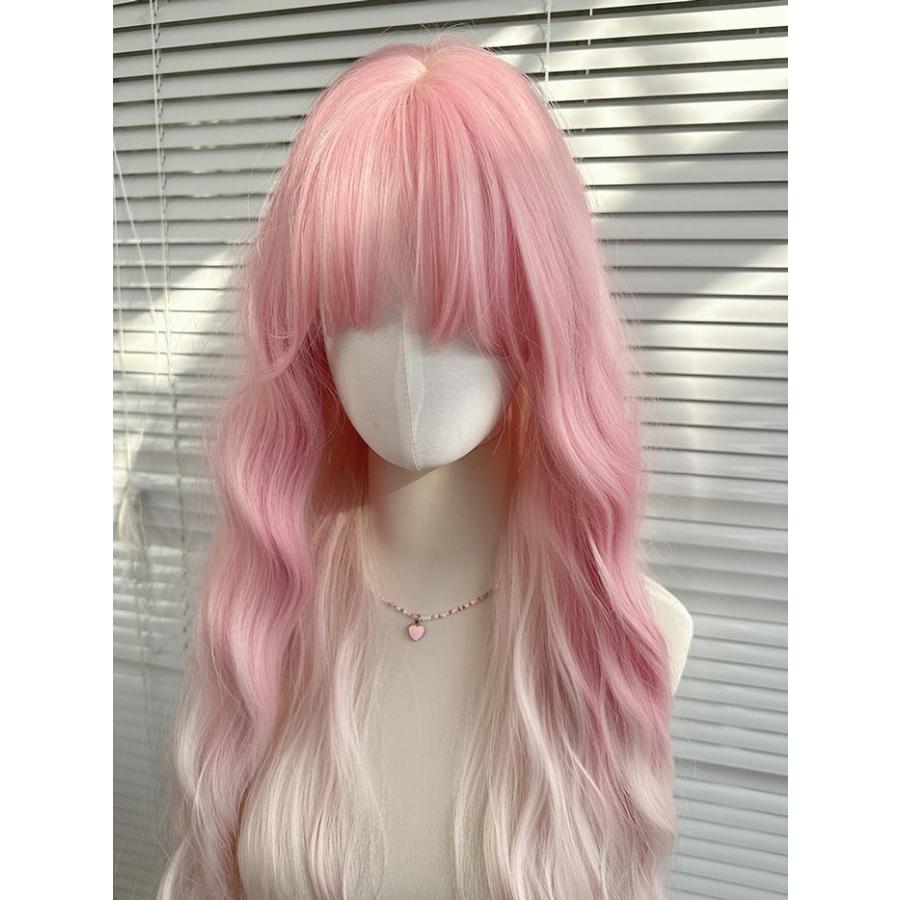 耐熱ウィッグ ロング ピンクグラデーション ゆるふわカール 前髪あり コスプレ 自然 高品質 レディース ファッションウィッグ ピンク |  | 01