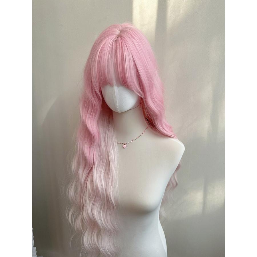 耐熱ウィッグ ロング ピンクグラデーション ゆるふわカール 前髪あり コスプレ 自然 高品質 レディース ファッションウィッグ ピンク |  | 02