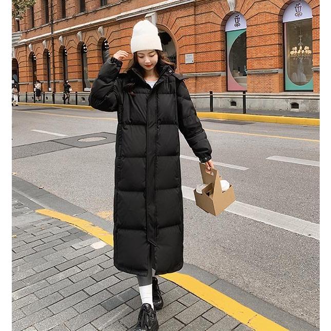 【海外限定】ミレー　ロングダウン　ブラック　レディース90/L　150～160㎝ ベンチコート フード付き 90%ダウン レディース 超ロング 黒 大きめ