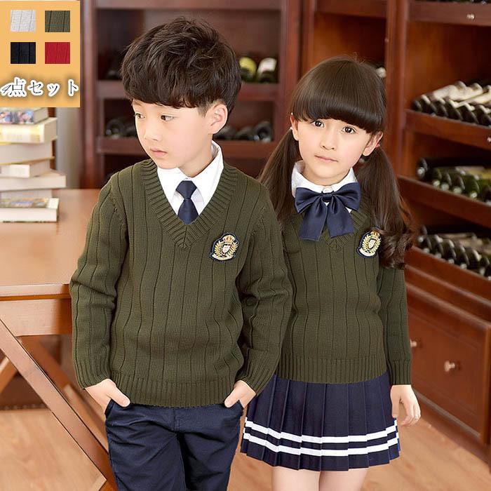 激安アウトレット 入学式 スーツ 七五三 男の子 女の子 卒業式 セーター 4点セット 双子 イングランドタイプ 子供服 フォーマル 入学式 子供 スーツ スーツ ブレザー サイズ 110cm Raffles Mn