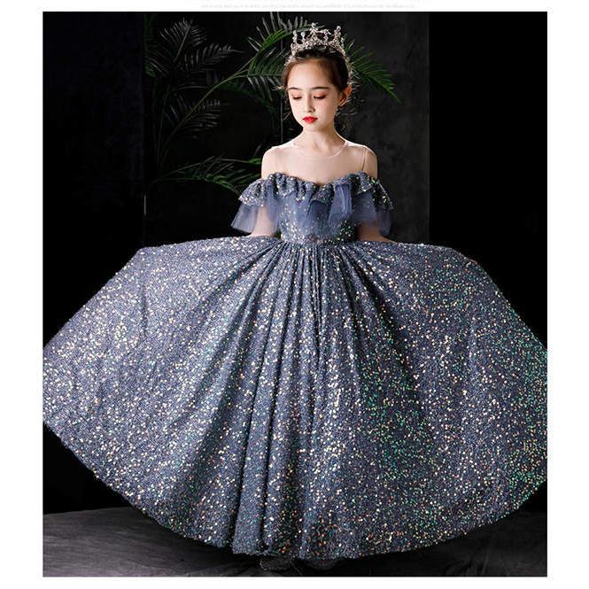 キッズドレス ピアノ 発表会 オフショルダー 透け感 肌見せ フリル