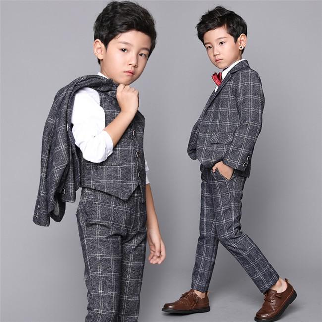 フォーマルスーツ 120cm グレー チェック柄　4点セット 子供フォーマル スーツ卒業式 4点セット 男の子 フォーマル チェック