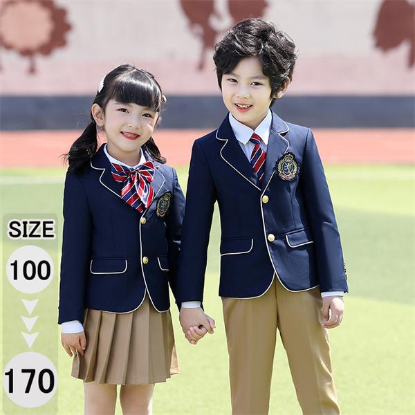 4点セット 学生服 子供スーツ 紺 女の子 男の子 制服 スーツ ジュニアスーツ キッズ 卒