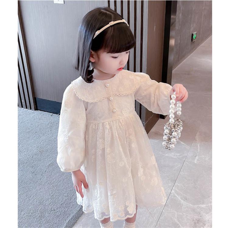 子供 ドレス 長袖 結婚式 ベビードレス キッズ プリンセス 韓国 子供服ベビー ワンピース レース刺繍 バルーンスリーブ エレガントなワンピース ベージュ コットンレース チュチュ 春 夏 秋 冬 発表会 写真撮影 Dt540c0c0d4 代引き不可 送料0円
