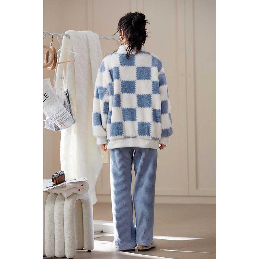 前開き 韓国 もこもこパジャマ レディース 暖かい 冬 かわいい 上下