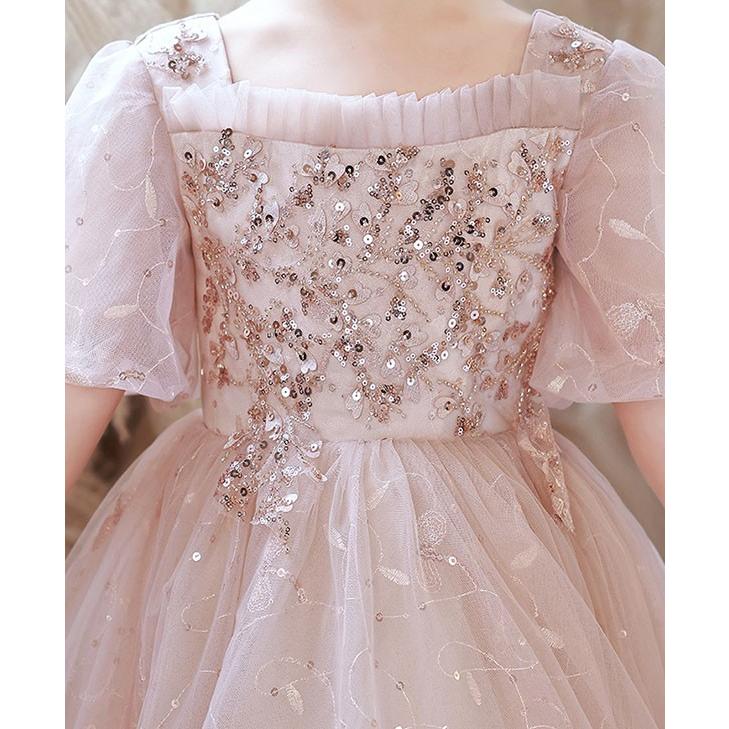 子供ドレス ワンピース ロングドレス ピアノ発表会 キラキラ 女の子