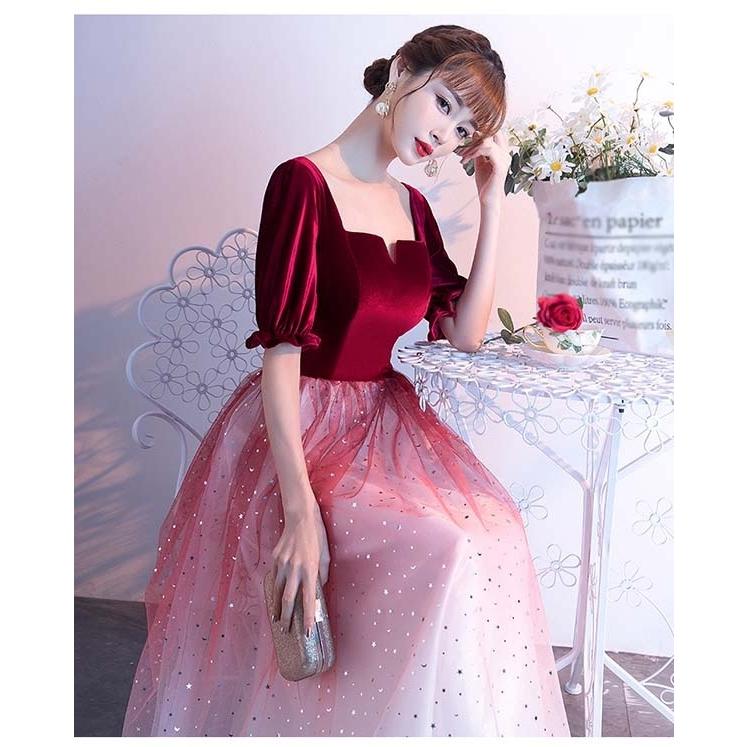 ピンクと白のグラデーションドレス カラードレス 白 赤 ピンク 演奏会 安い ロング パーティードレス