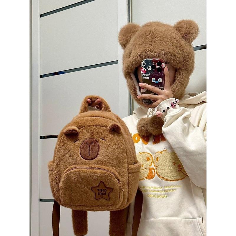レディースリュック 可愛い 鞄 学生用リュック クマ耳付きファスナー付き ふわふわもこもこ可愛い通勤 通学面白いクリスマス |  | 07