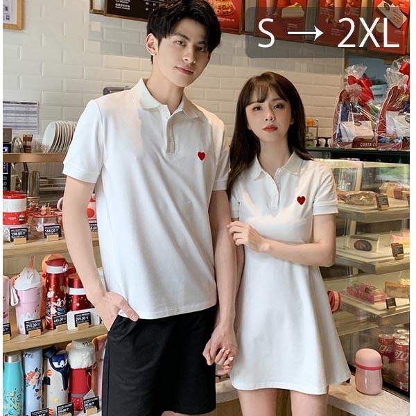 ペアルック カップル ワンピース Tシャツ 夏 半袖 白 かわいい メンズ レディース かっこいい 韓国風 綿 新婚旅行 Tシャツ ご夫婦 | 