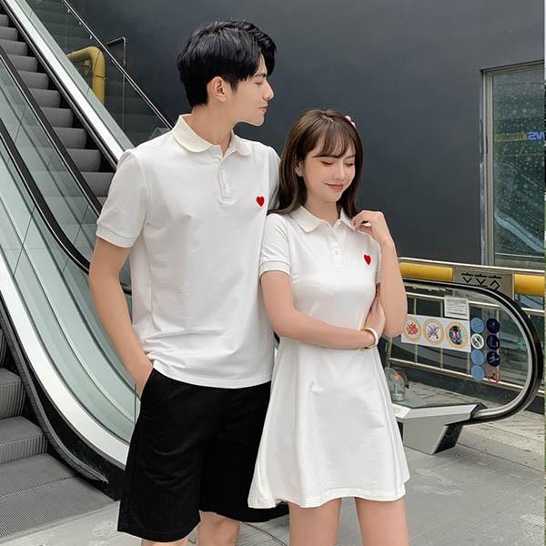 ペアルック カップル ワンピース Tシャツ 夏 半袖 白 かわいい メンズ レディース かっこいい 韓国風 綿 新婚旅行 Tシャツ ご夫婦 |  | 04