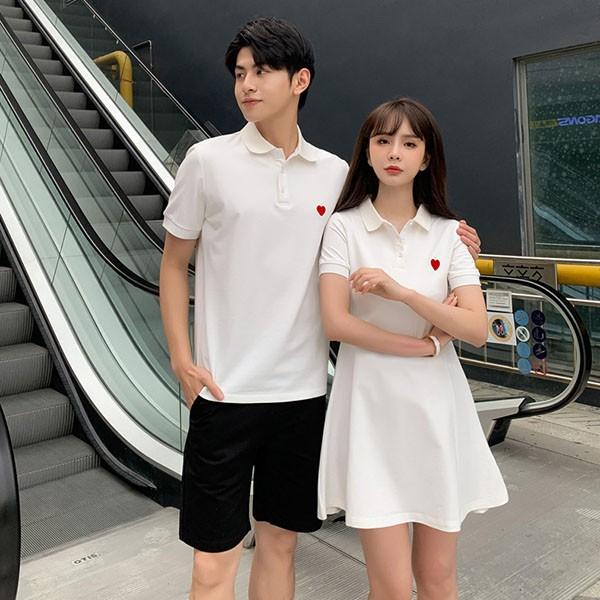ペアルック カップル ワンピース Tシャツ 夏 半袖 白 かわいい メンズ レディース かっこいい 韓国風 綿 新婚旅行 Tシャツ ご夫婦 |  | 05