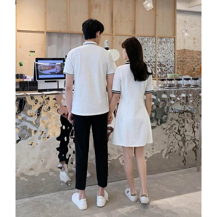 ペアルック カップル ワンピース Tシャツ 夏 半袖 黒 白 かわいい メンズ レディース かっこいい 韓国風 綿 新婚旅行 Tシャツ ご夫婦 |  | 06