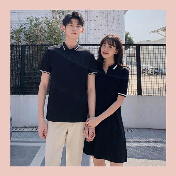 ペアルック カップル ワンピース Tシャツ 夏 半袖 黒 白 かわいい メンズ レディース かっこいい 韓国風 綿 新婚旅行 Tシャツ ご夫婦 |  | 08