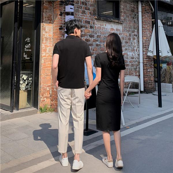 ペアルック Tシャツ カップル ワンピース 半袖 ペア 可愛い ハート柄 着痩せ メンズ レディース 韓国風 綿 新婚旅行 Ｔシャツ |  | 02