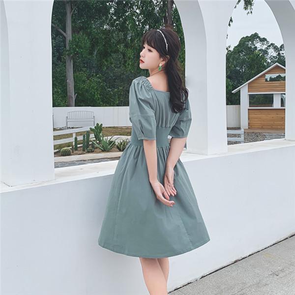 ペアルック シャツ カップル ワンピース ミモレ丈 半袖 ペア 可愛い 緑 メンズ レディース 韓国風 新婚旅行 ペアシャツ  ご夫婦 |  | 08