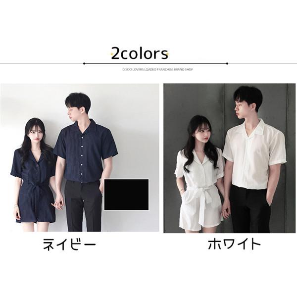 ペアルック シャツ カップル ワンピース ミモレ丈 お揃い 半袖 夏 ペア 可愛い おでかけコーデ   着痩せ ご夫婦 結婚記念 |  | 01