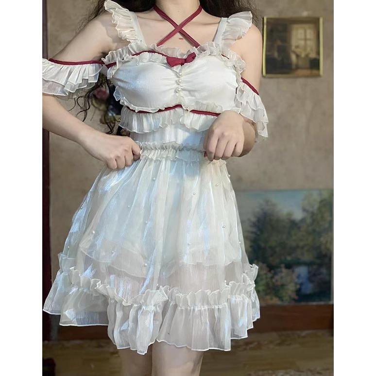 ワンピース水着 レディース ロリータ風 かわいい フリル オフ