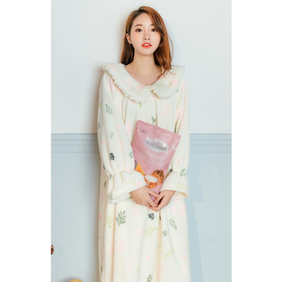 パジャマ 寝巻き パジャマ レディース 冬 かわいい パジャマ ワンピース ルームウェア もこもこ パジャマ 可愛い 部屋着 ピンク 白 |  | 05