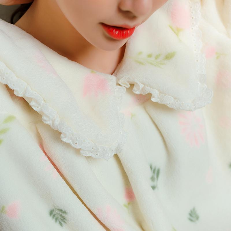 パジャマ 寝巻き パジャマ レディース 冬 かわいい パジャマ ワンピース ルームウェア もこもこ パジャマ 可愛い 部屋着 ピンク 白 |  | 07