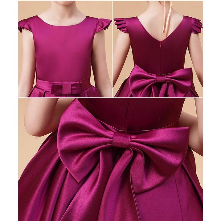 キッズドレス ドレス ピアノ 発表会 ロング サテンドレス 子供ドレス ワンピース フォーマル 結婚式 子供 フォーマル ピアノ発表会 ドレス ロング丈 ファスナー サテン 子供ドレス