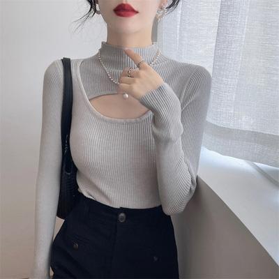 胸元セクシー トップス レディース 長袖 シンプル ニット 胸元セクシー トップス レディース 長袖 シンプル ニット