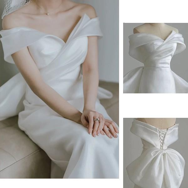 花嫁 ウェディングドレス プリンセスライン 白ドレスワンピース 結婚式 披露宴 前撮り 後撮り 撮影用 フォトウェディング ロングドレス_2