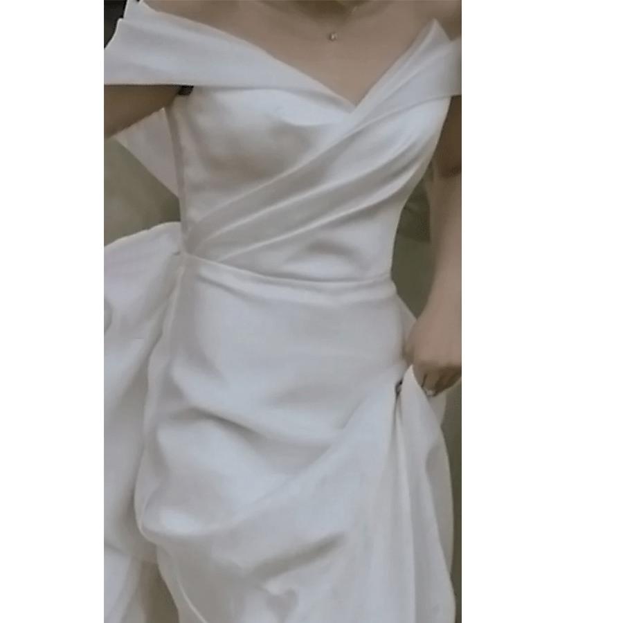 花嫁 ウェディングドレス プリンセスライン 白ドレスワンピース 結婚式 披露宴 前撮り 後撮り 撮影用 フォトウェディング ロングドレス_5