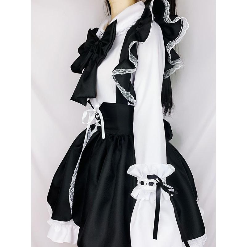 3XLサイズメイド服 ロリータ コスプレ メイド 黒 ワンピース メイド服 ロリータ コスプレ メイド 黒 ワンピース 大人 : Angelicate