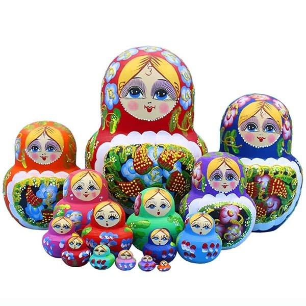 マトリョーシカ ロシア 人形 民芸品 手作り人形 手描き 15個組 インテリア雑貨 プレゼント 北欧雑貨 おもちゃ 飾り 誕生日 キッズ 部屋_2