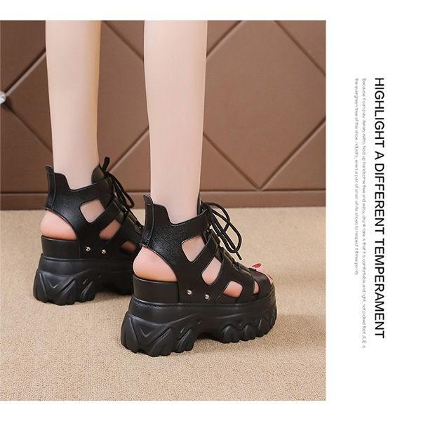 ブーツサンダル 厚底 レディース 9cm UP グラディエーター