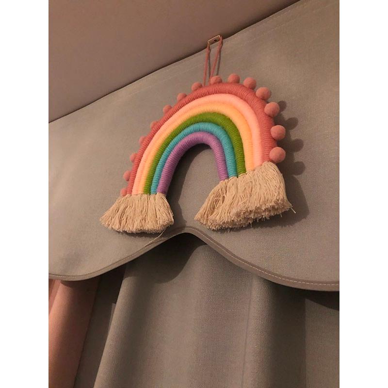 タペストリー 北欧 壁飾り おしゃれ 虹 レインボー 手作り編み  