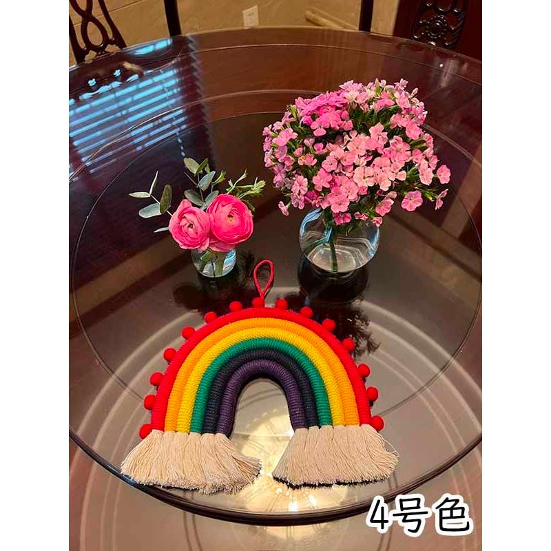 タペストリー 北欧 壁飾り おしゃれ 虹 レインボー 手作り編み 