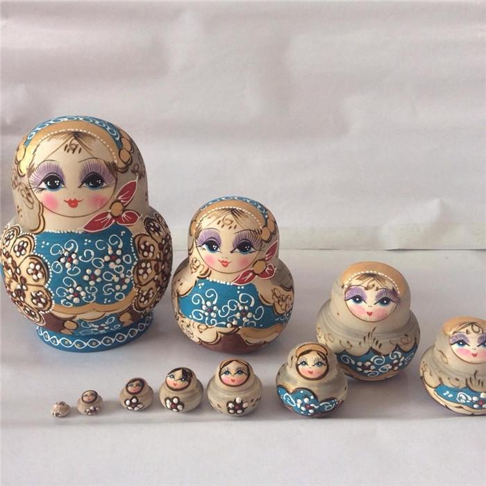 マトリョーシカ人形 木製 ロシア 民芸 10個組 工芸品 逸品 洋風 マトリョーシカ人形 木製 ロシア 民芸 10個組 工芸品 逸品 洋風