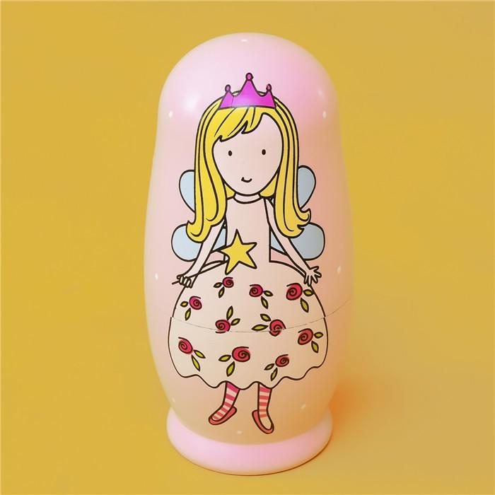 マトリョーシカ人形 木製 ロシア 民芸 5個組 天使 工芸品 逸品 洋風