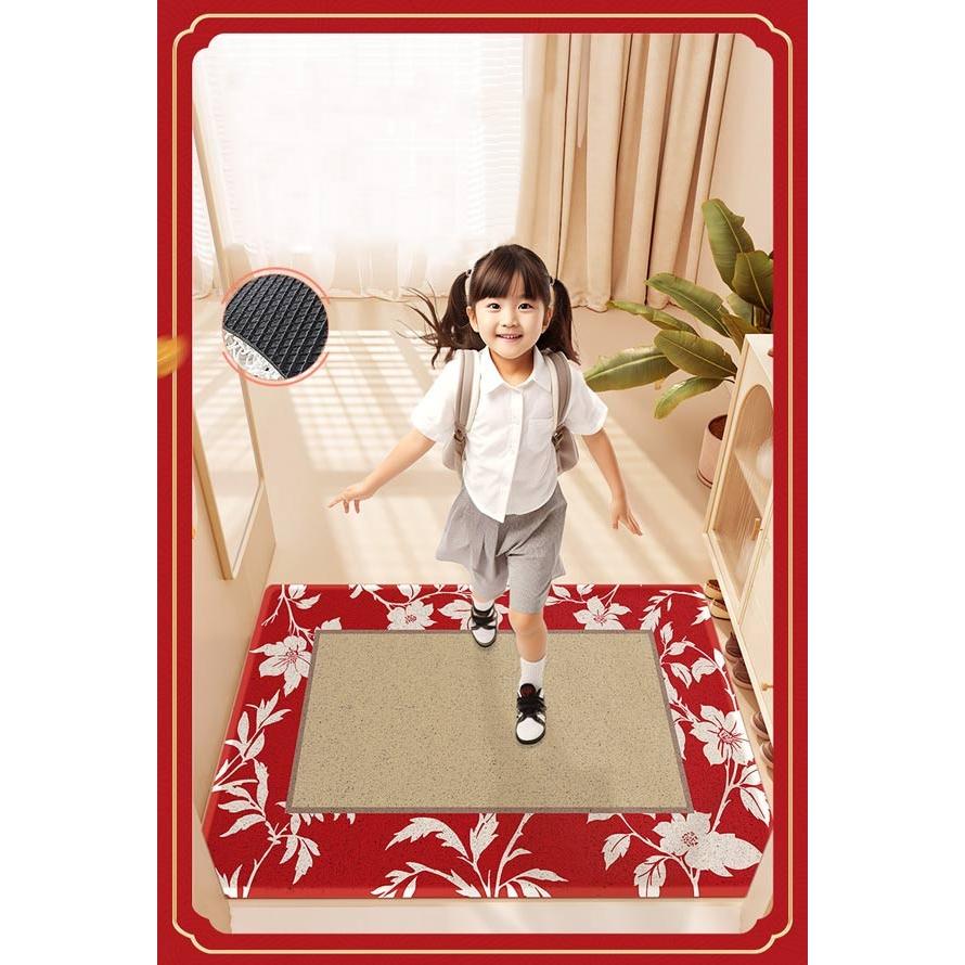 玄関マット 花柄 屋外 室内 泥落とし 滑り止め 洗える レトロ風 総柄 シンプル 風水 水洗い ドアマット 上品 オフィス 店舗 飲食店 新生活 レッド ベージュ |  | 06