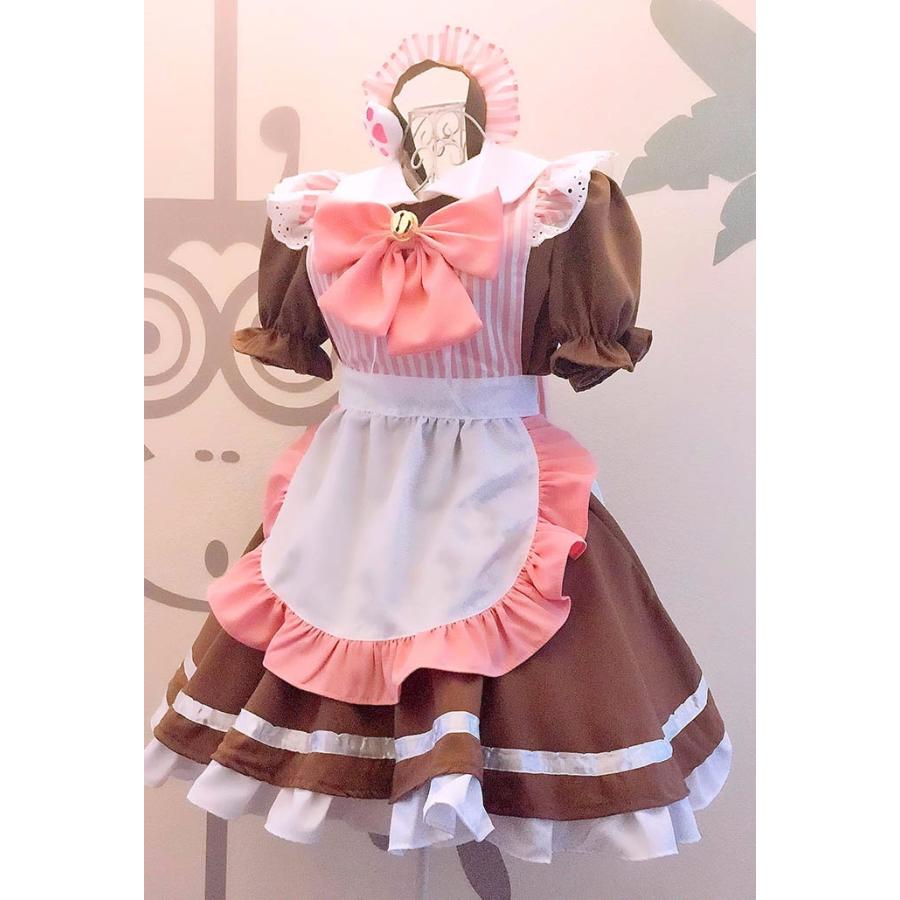 メイド服 アリス風 コスプレ ハロウィン フリル  ワンピース ヘアバンド エプロン 可愛い 鈴 スウィート風 LOLITA ハイウエストの画像