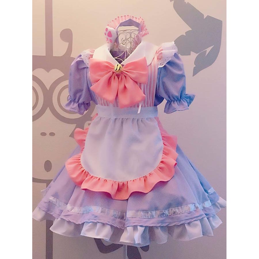 メイド服 アリス風 コスプレ ハロウィン フリル  ワンピース ヘアバンド エプロン 可愛い 鈴 スウィート風 LOLITA ハイウエストの画像