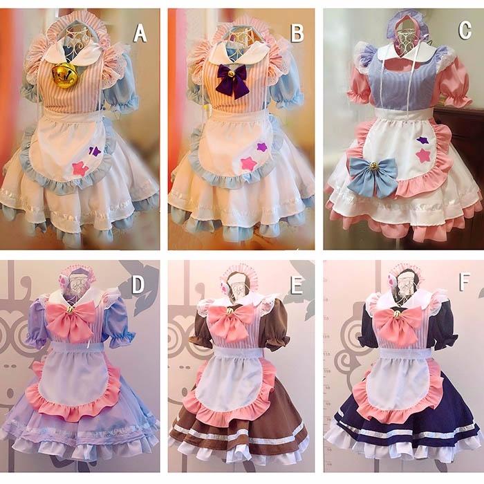 メイド服 アリス風 コスプレ ハロウィン フリル  ワンピース ヘアバンド エプロン 可愛い 鈴 スウィート風 LOLITA ハイウエストの画像