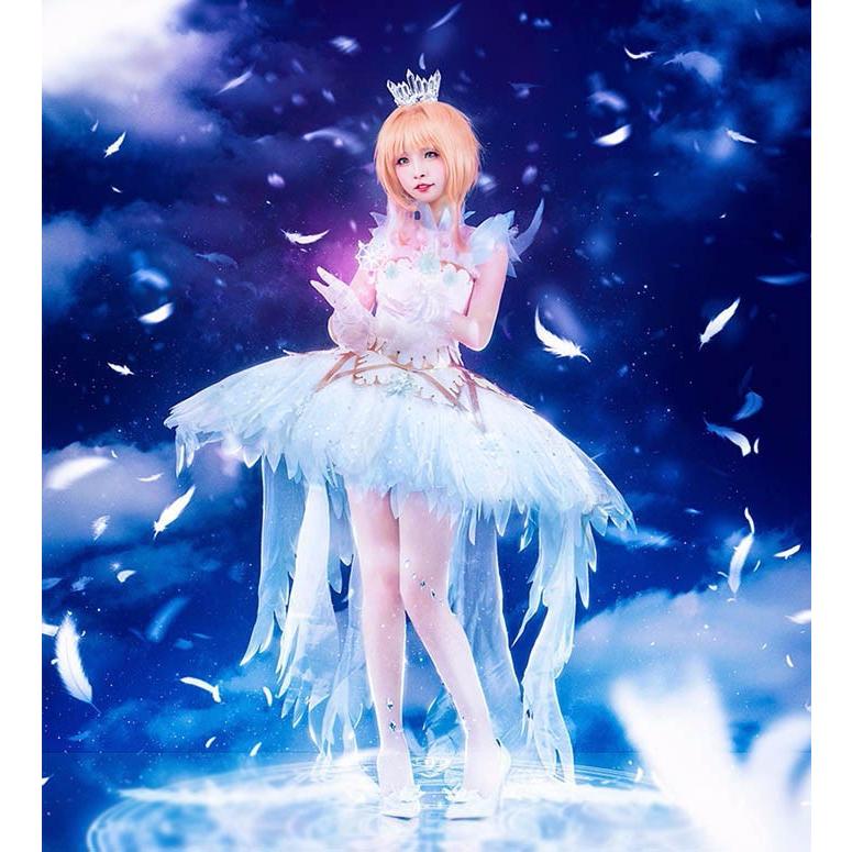 木之本 桜 クリアカード編 カードキャプターさくら コスプレ衣装 CLEAR CARD 桜ちゃん コスチューム 王冠付き 学園祭 イベント