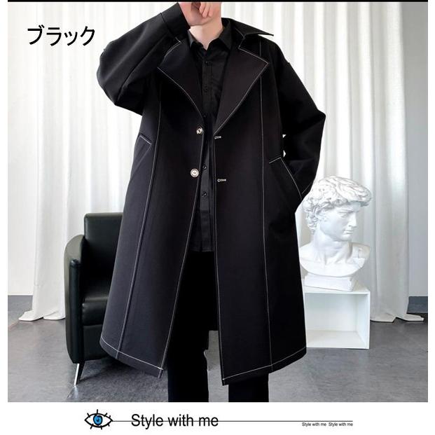 コート メンズ ジャケット ビジネス カジュアル メンズライン トレンチコート ロング トレンチコート 春 秋冬 大きいサイズ ブラック ホワイト M L XL 2XL 3XL |  | 02