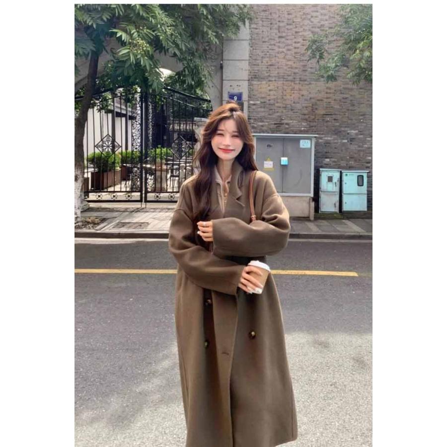 チェスターコート レディース ロング丈 アウター ダブルブレスト ゆったり 体型カバー きれいめ 通勤 通学 お出かけ 秋 冬 ブラウン ブラック シンプル |  | 03