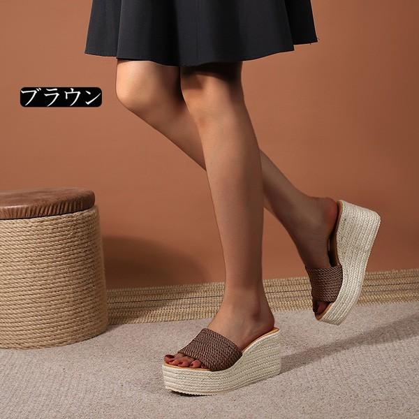厚底ウエッジサンダル スクエアトゥ 麻ロープソール レディース女性