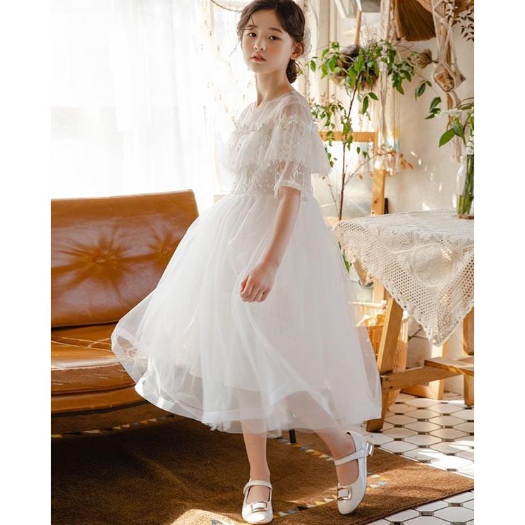 ワンピース 子供 半袖 発表会 白 ホワイト 入学式 卒園式 韓国 子供服
