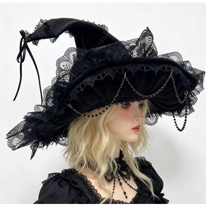 魔女帽子 ハロウィン 帽子 ゴシック ロリータ レディース ウィッチハット コスプレ 仮装 魔法使い おしゃれ レース ハット ピンク パープル ホワイト ブラック |  | 09
