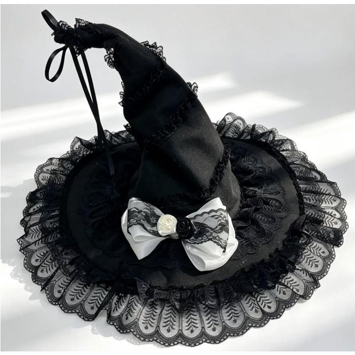 魔女帽子 ハロウィン 帽子 ゴシック ロリータ レディース ウィッチハット コスプレ 仮装 魔法使い おしゃれ レース ハット ピンク パープル ホワイト ブラック |  | 10