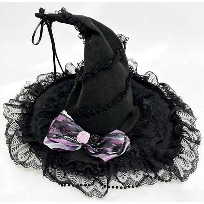 魔女帽子 ハロウィン 帽子 ゴシック ロリータ レディース ウィッチハット コスプレ 仮装 魔法使い おしゃれ レース ハット ピンク パープル ホワイト ブラック |  | 07