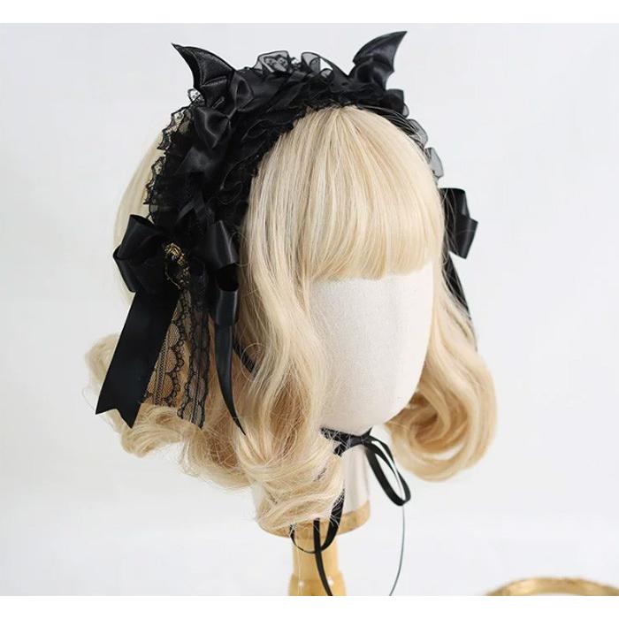 ヘッドドレス ロリータ ゴシック レディース 髪飾り レース リボン バット 羽 ハロウィン コスプレ 仮装 レッド ブルー パープル ピンク ホワイト ブラック |  | 10