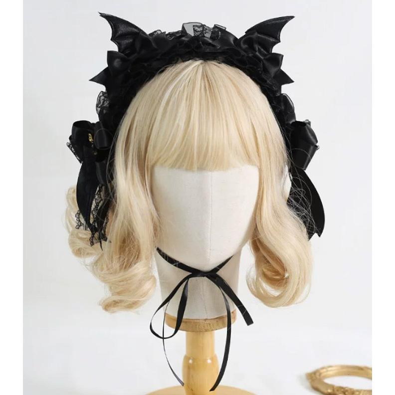 ヘッドドレス ロリータ ゴシック レディース 髪飾り レース リボン バット 羽 ハロウィン コスプレ 仮装 レッド ブルー パープル ピンク ホワイト ブラック |  | 08