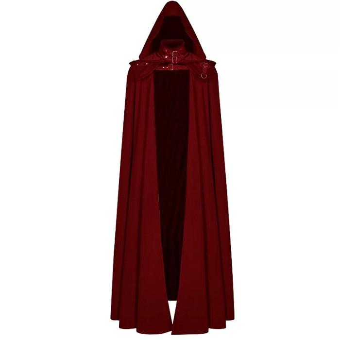マント 男女兼用 フード付き ロングマント ケープ コスプレ 衣装 ハロウィン 仮装 魔法使い 魔女 吸血鬼風 ゴスロリ S〜5XL ブラック ブルー   レッド グリーン |  | 02