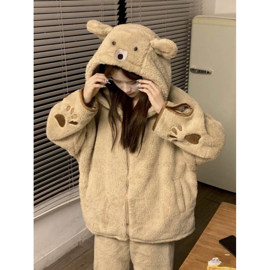 もこもこ パジャマ うさぎ 着ぐるみ 上下セット オールインワン フード